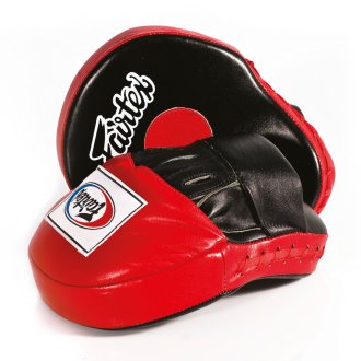 Super Pro Leather Curved Hook and Jab Pad - Black / Red