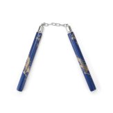 Rattan Wooden Blue Dragon Nunchucks Chain - 12"