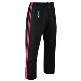 Full Contact Trousers - Black W/ 2 Red Stripes Cotton