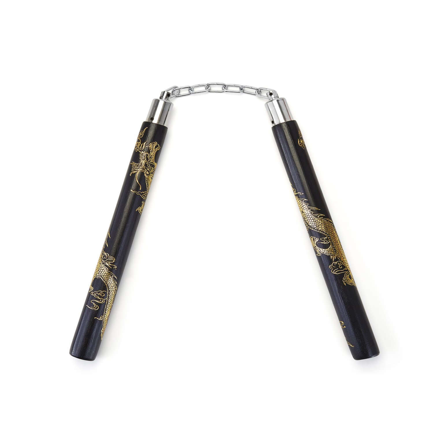 Rattan Wooden Black Dragon Nunchucks Chain - 12\"