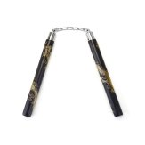 Rattan Wooden Black Dragon Nunchucks Chain - 12"