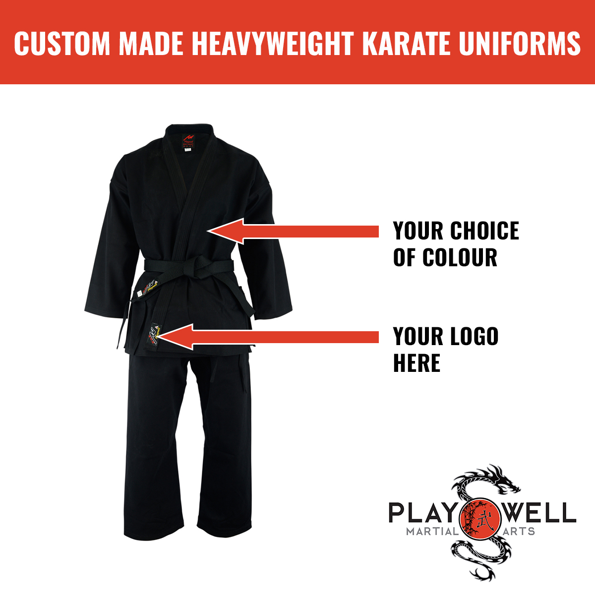 Custom Made Martial Arts Heavy Weight Uniforms - Your Logo